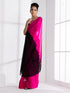 Fuchsia & Black Triangle Georgette Saree with Posh Black Blouse Fabric