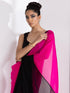 Fuchsia & Black Triangle Georgette Saree with Posh Black Blouse Fabric