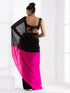 Black & Fuchsia Triangle Georgette Saree with Posh Black Blouse Fabric