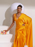 Yellow Shark Butter Chiffon Saree with Beads and Embroidered Blouse Fabric