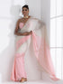 Candy Pink and Matcha Fusion Georgette Saree with Self-Blouse Fabric