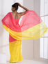 Dazzle Pink and Yellow Fusion Textured Chiffon Saree with Self-Blouse Fabric