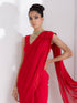 Ferrari Red Georgette Saree with Red Posh Border & Blouse Fabric