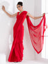 Ferrari Red Georgette Saree with Red Posh Border & Blouse Fabric