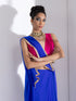 Royal Blue Georgette Saree with Lace & Pink Posh Blouse Fabric