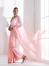 Pink Salmon Georgette Saree with Lace and Irridecent Sequin Blouse Fabric