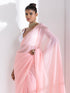 Pink Salmon Georgette Saree with Lace and Irridecent Sequin Blouse Fabric