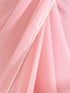 Pink Salmon Georgette Saree with Lace and Irridecent Sequin Blouse Fabric