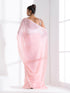 Pink Salmon Georgette Saree with Lace and Irridecent Sequin Blouse Fabric