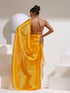 Sizzlin Saffron Organza Chiffon saree with Rainbow Stone Lace and Self Blouse Fabric
