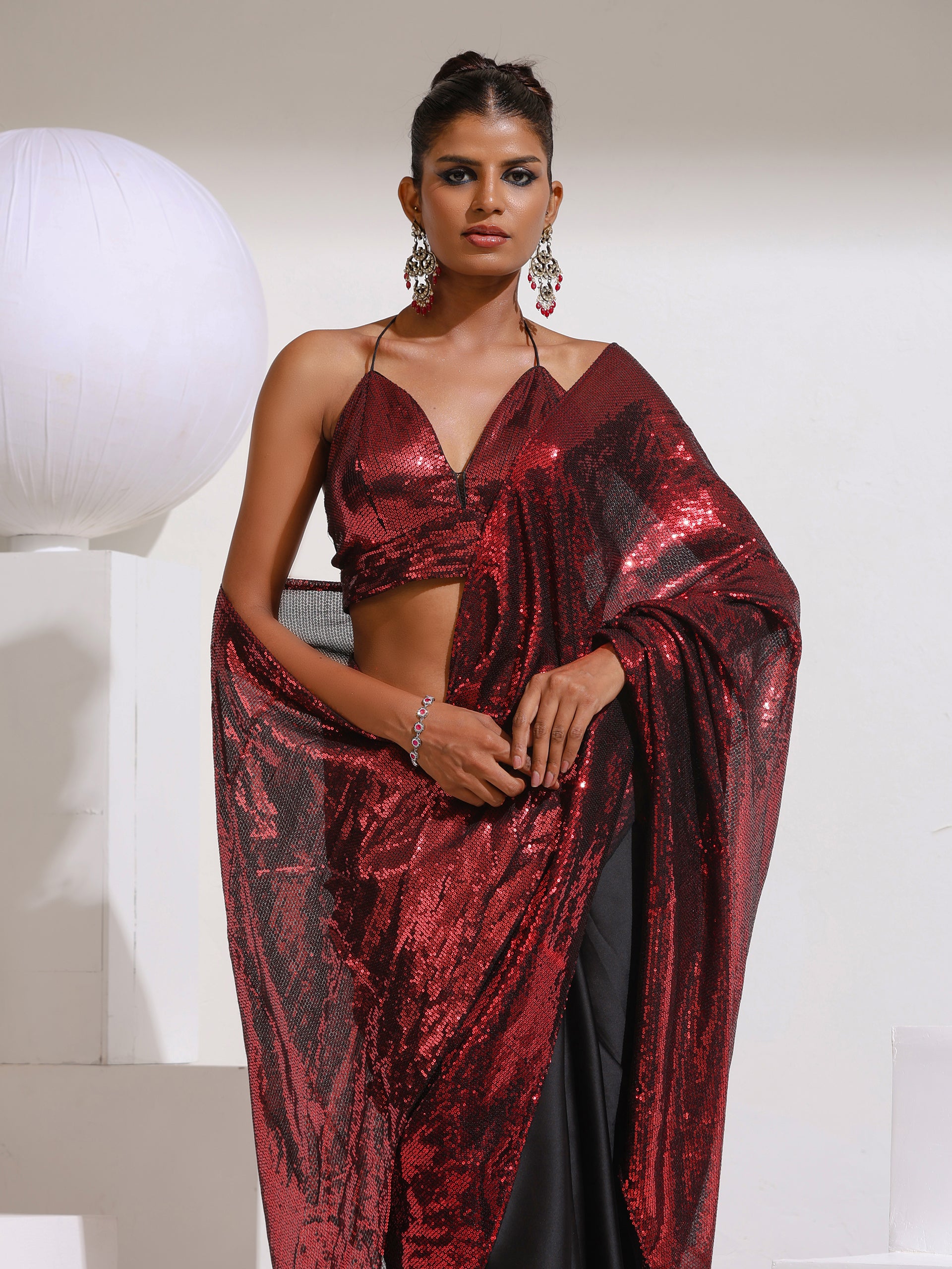 Rock His World Sequin Satin Saree