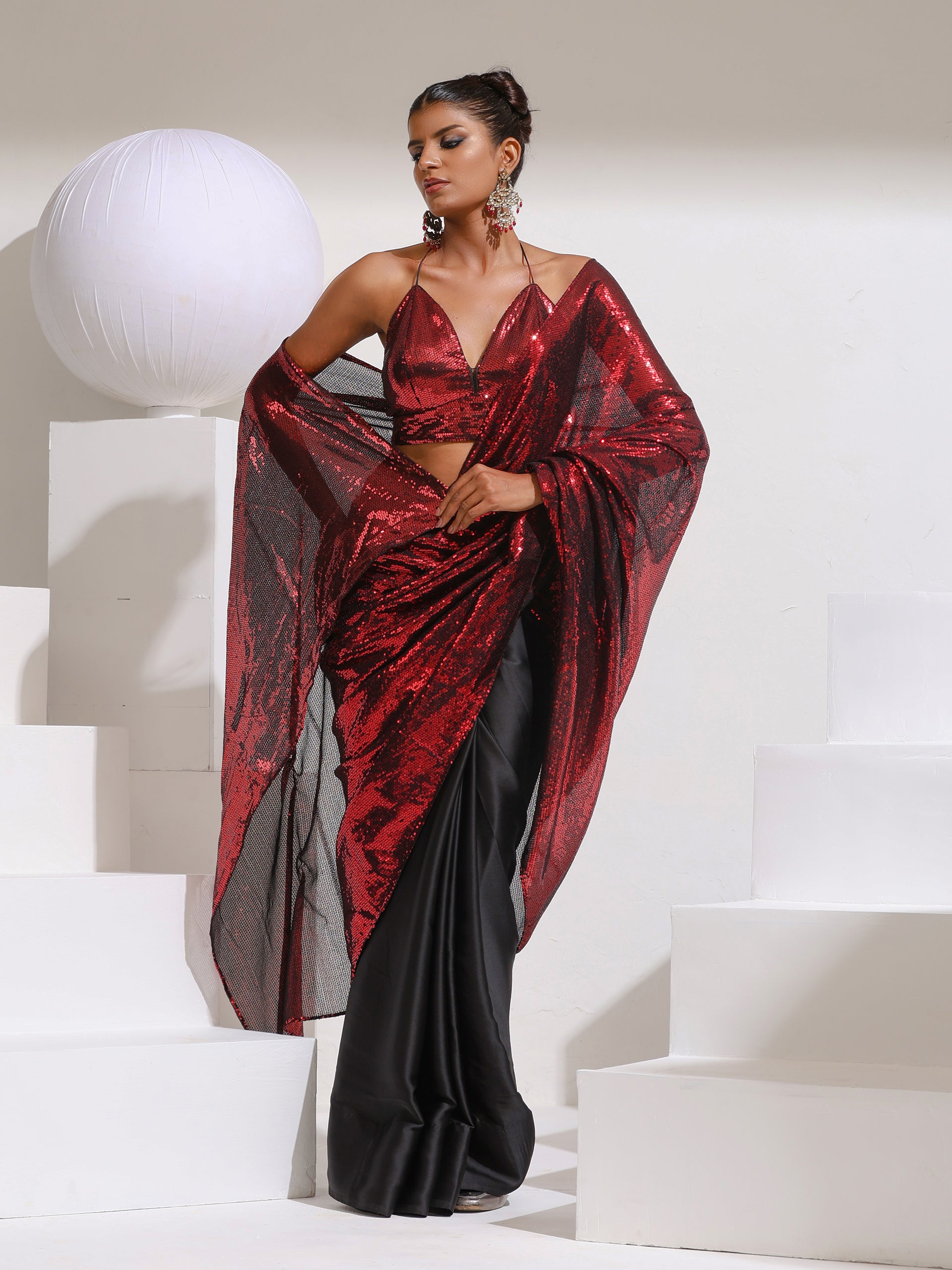 Rock His World Sequin Satin Saree