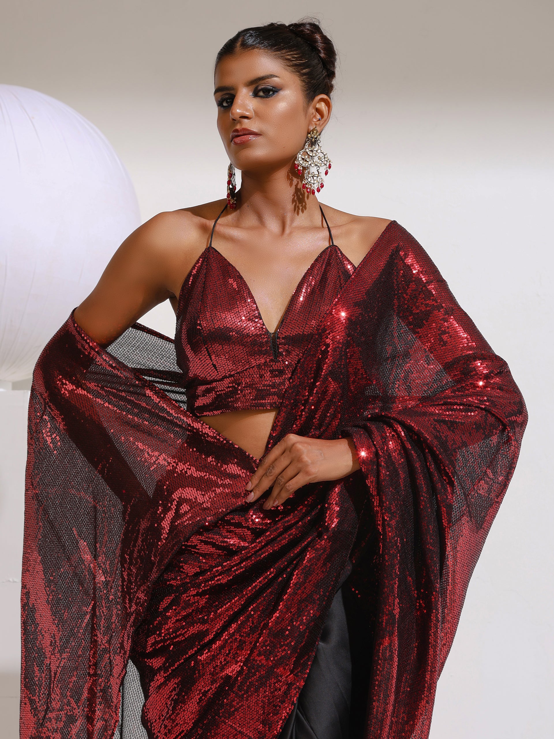 Rock His World Sequin Satin Saree