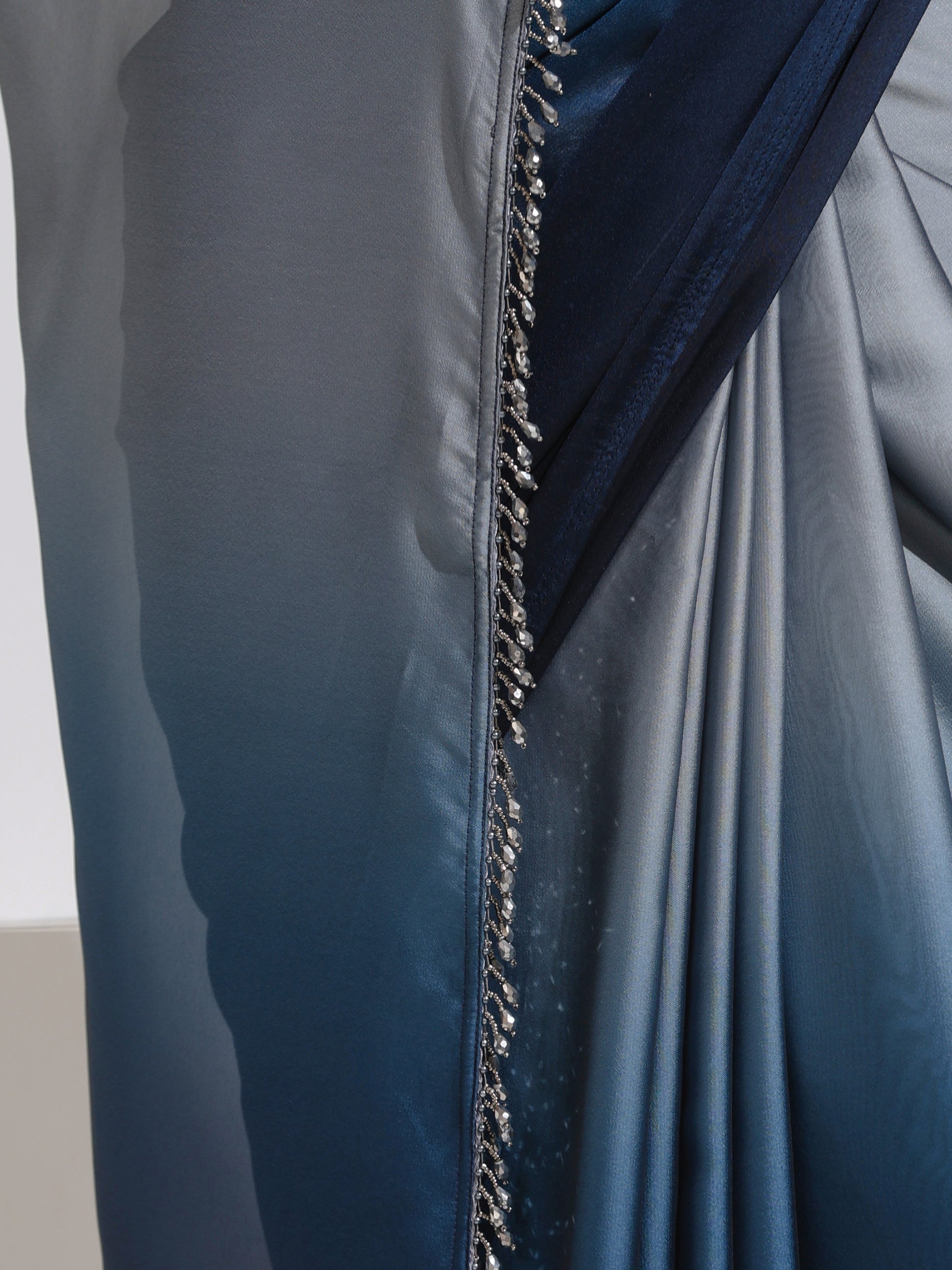 Star Command Blue Grey Ombre with Lace and Self blouse