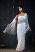 White Impression Net Saree