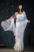 White Impression Net Saree