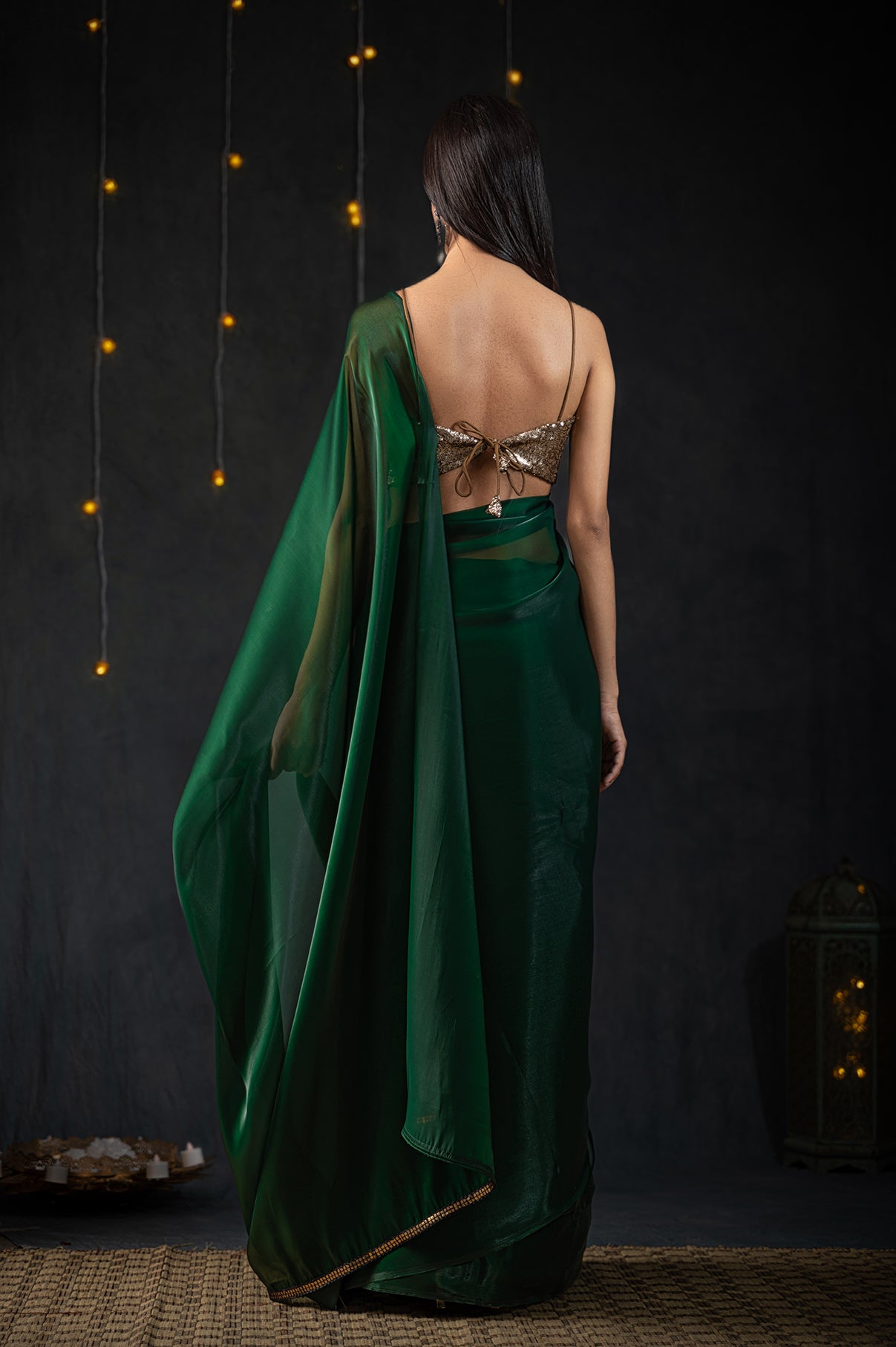 Metallic Emerald Green Saree