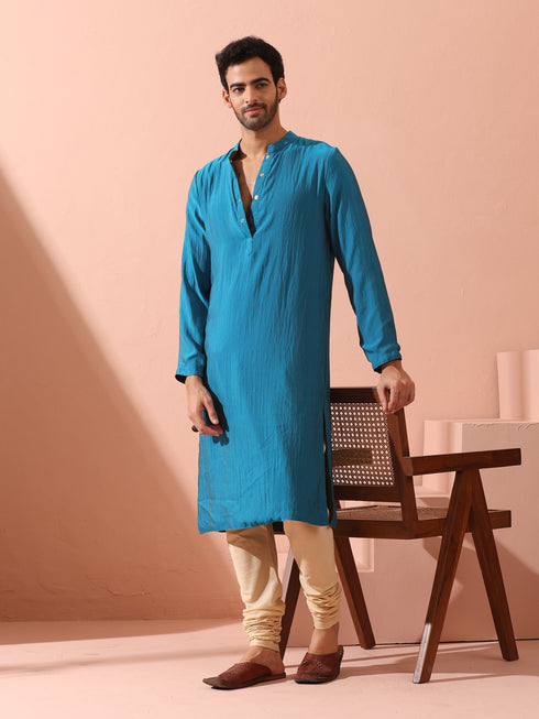 Reversable Grandeur Blue and Grey Kurta with Snaps