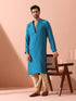 Reversable Grandeur Blue and Grey Kurta with Snaps