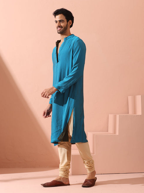 Reversable Grandeur Blue and Grey Kurta with Snaps