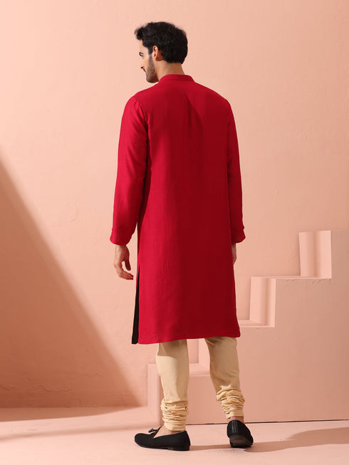 Reversable Yule Green and Red Kurta With Snaps