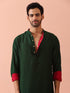 Reversable Yule Green and Red Kurta With Snaps