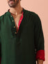Reversable Yule Green and Red Kurta With Snaps