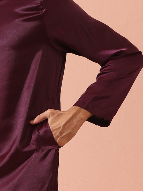 Regal Wine Satin with Gold Buttons