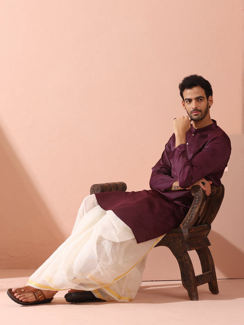 Regal Wine Satin with Gold Buttons