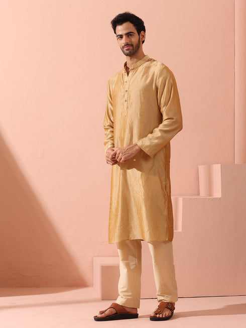 Comfort Gold Kurta with Star Buttons