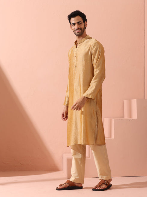 Comfort Gold Kurta with Star Buttons