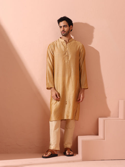 Comfort Gold Kurta with Star Buttons