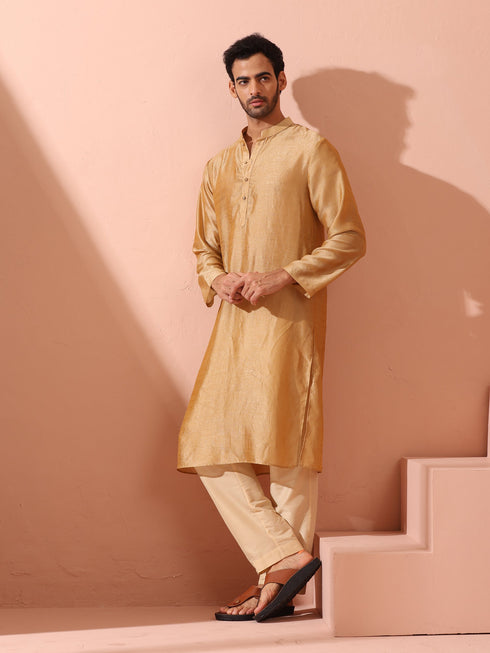 Comfort Gold Kurta with Star Buttons