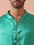 Hamilton Green Satin Kurta with Gold Buttons