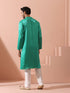 Hamilton Green Satin Kurta with Gold Buttons