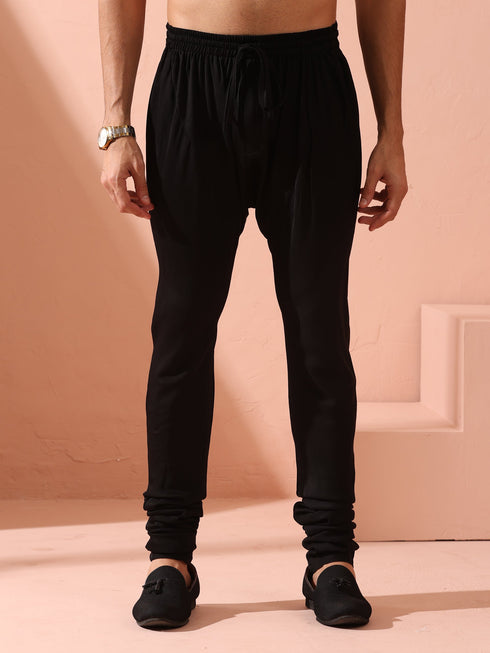 Black Korean Fabric Churidar Pyjama