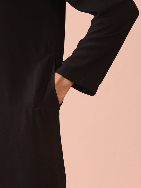 Tycoon Black Korean with Gold Placket kurta