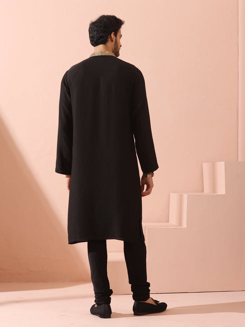 Tycoon Black Korean with Gold Placket kurta
