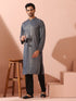 Grey Gold Knit Kurta with Gold Buttons