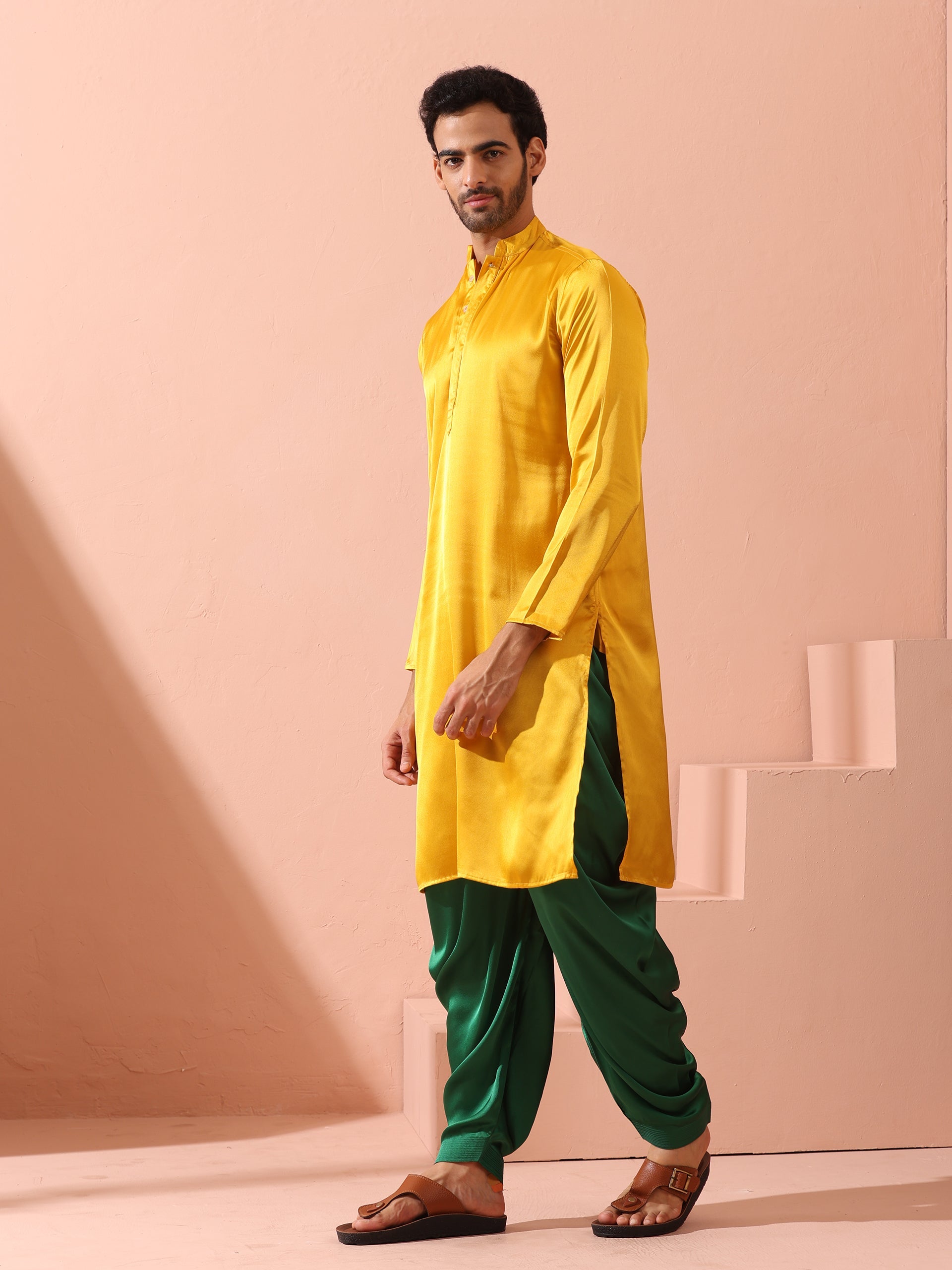 Emerald Green Satin Dhoti