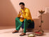 Yellow Python Satin Kurta with Hidden Placket