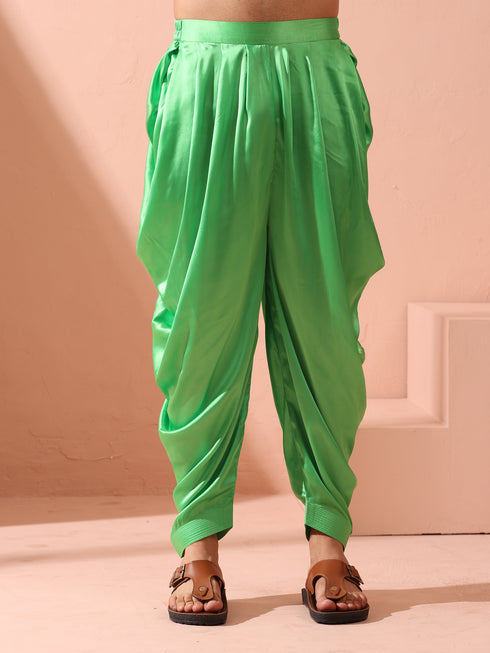 Pop Green Satin Dhoti