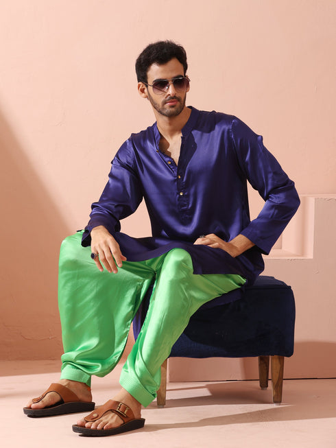 Pop Green Satin Dhoti