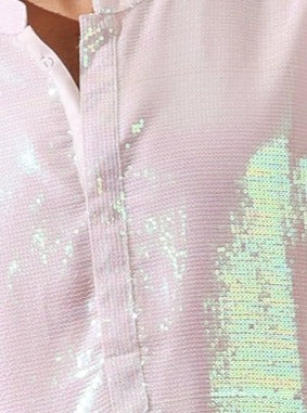 Irridecent Sequin Kurta with Hidden Placket