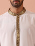 White & Gold Sequin Crepe Kurta with Hidden Placket