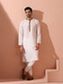 White & Gold Sequin Crepe Kurta with Hidden Placket