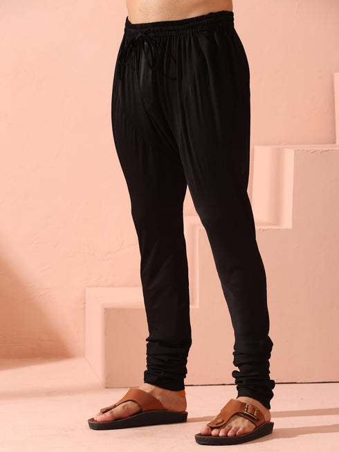 SET of 2 - Black Korean Kurta with Sequin Placket and Churidar