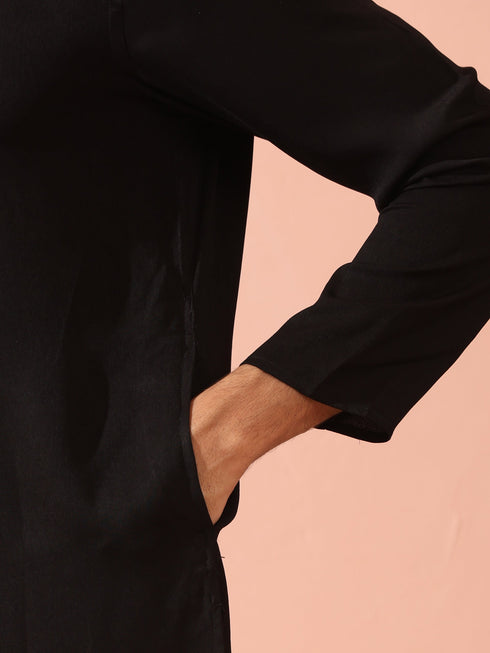 SET of 2 - Black Korean Kurta with Sequin Placket and Churidar