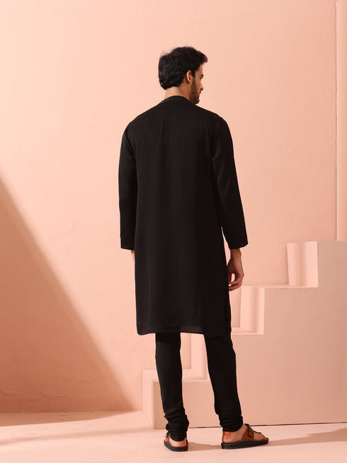 SET of 2 - Black Korean Kurta with Sequin Placket and Churidar