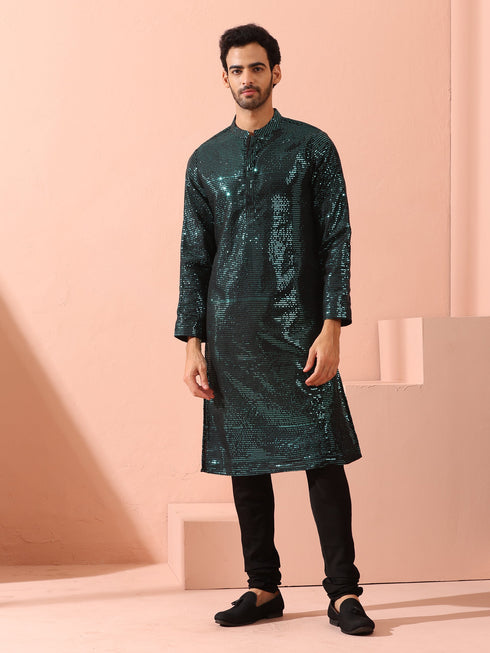 Rama Sequin Kurta with Hidden Placket
